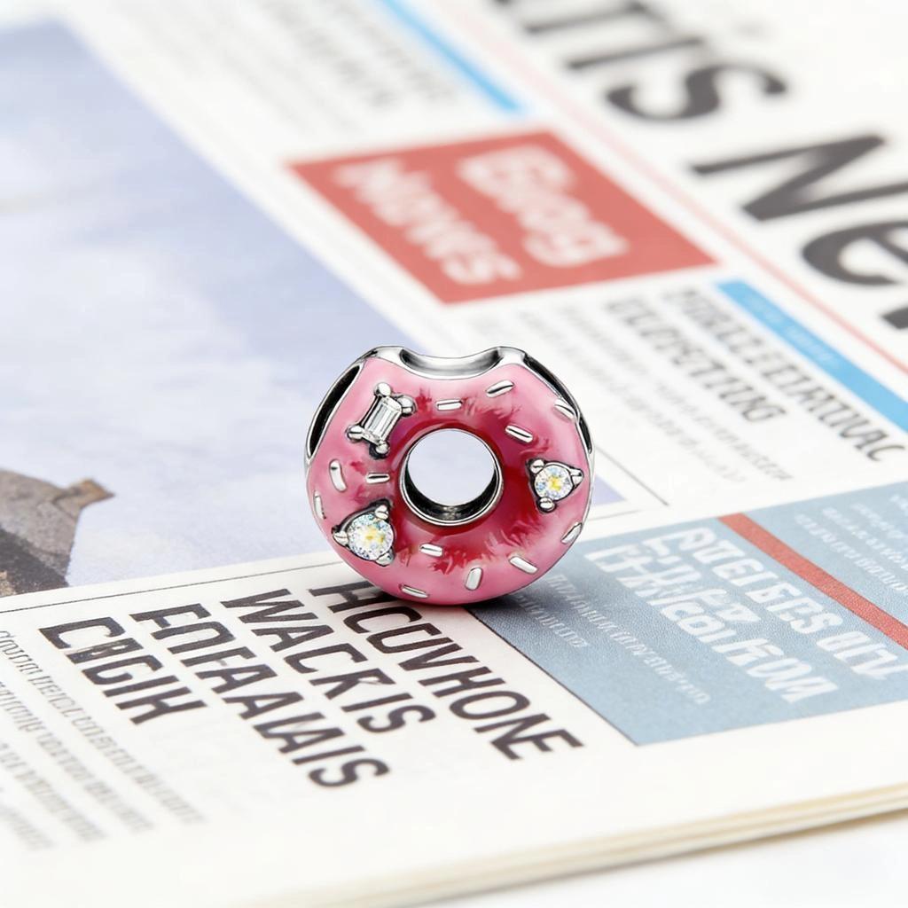 Sparkling Sprinkled Donut Charm Beads Fit Original Snake Bracelets Necklace DIY Surprise Women Jewelry Gifts Accessories