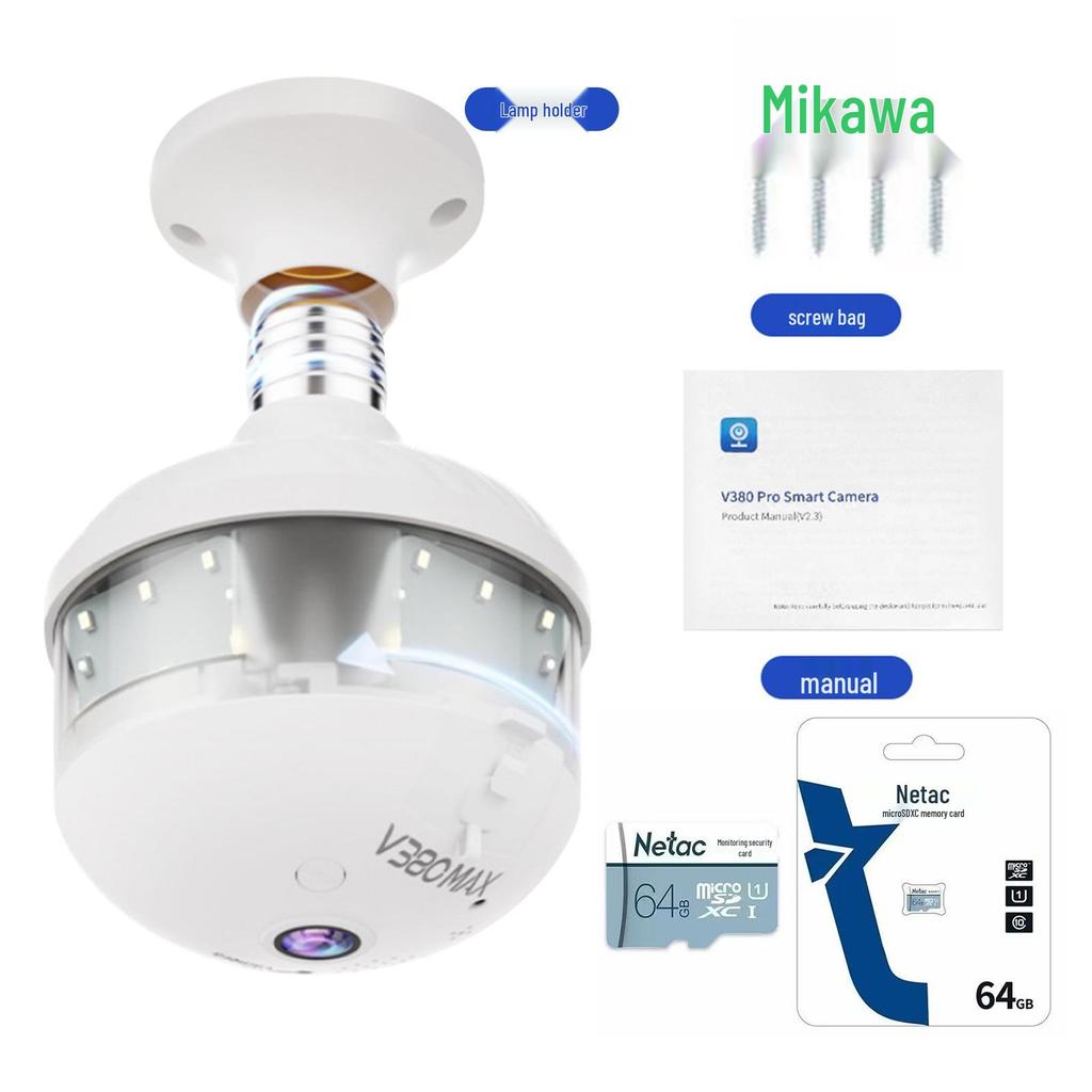 V380 E27 Wireless WiFi Panoramic Fisheye Bulb Camera