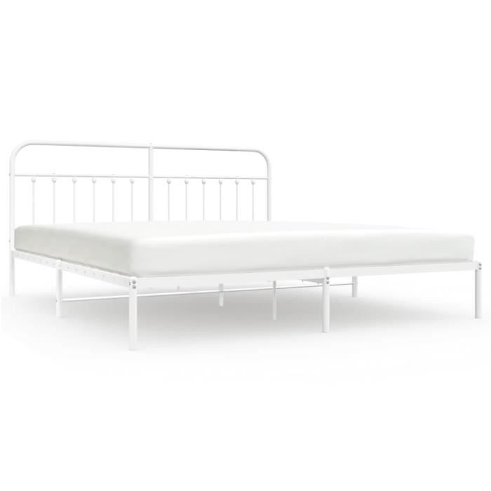 VidaXL Cadre de lit métal avec tête de lit blanc 193x203 cm 352633