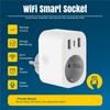 European Standard 220V 16A Smart Socket with Dual USB, Alexa Control, Individual Remote Switching