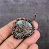 Larimar Handmade Copper Wire Wrap Jewelry Pendant 2.05" U4j06
