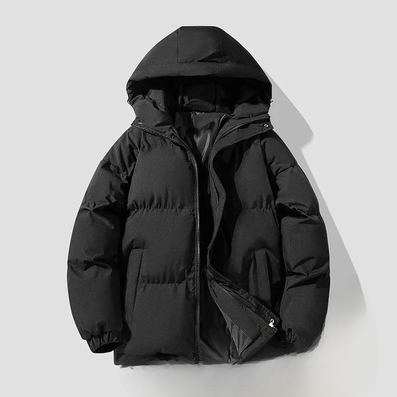 

Autumn/Winter Cotton Coat Jacket Down Cotton-Padded Thickened Hooded Puffer Jacket For Men And Women Casual Loose Fit Outerwear 3XL чорний