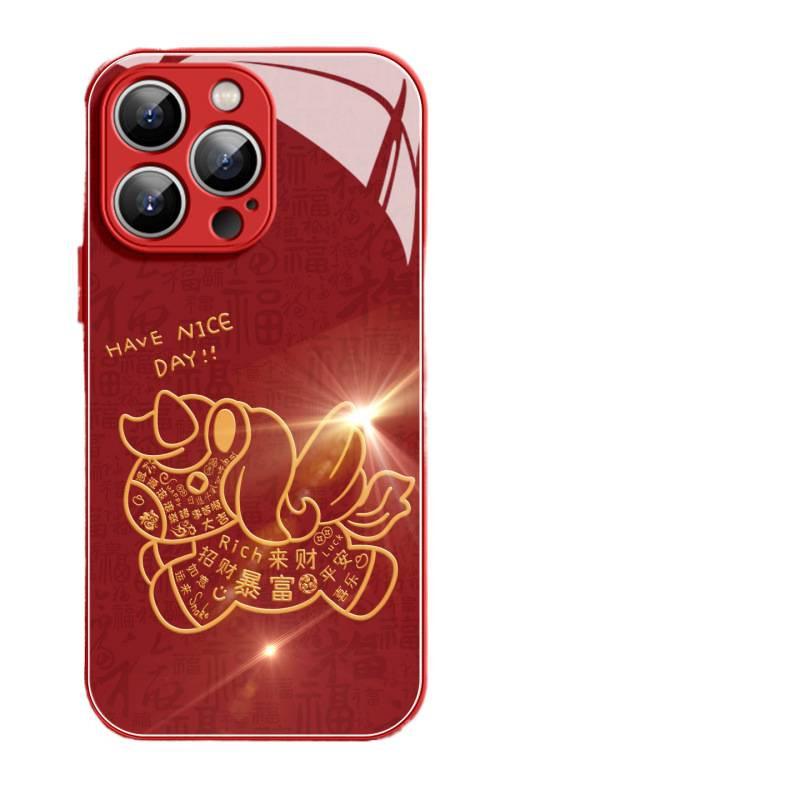 Applicable To Apple 17promax Mobile Phone Case Iphone16 New Year's 15 Liquid Glass 14 High-end Sense 13 All-inclusive