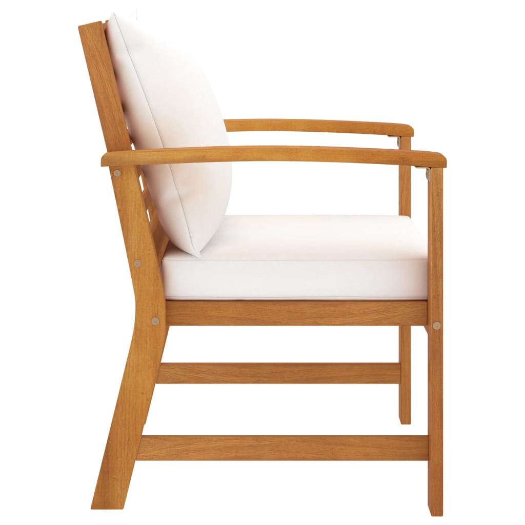 Garden Chairs 2 pcs with Cream Colored Cushions Solid Acacia Wood