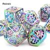 7 Pcs Colorful  Rotary Cyclone Metal Dice Hollow Metal Polyhedral Dice Set Suitable for Role-Playing RPG  Board Game Card Game