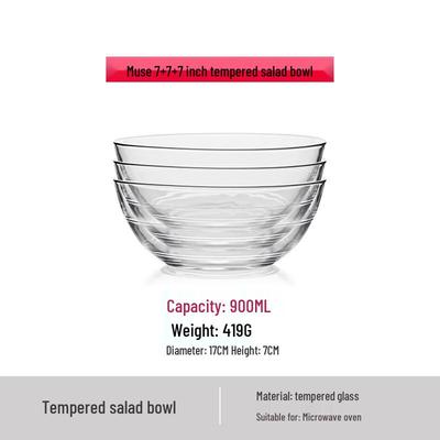 Wuhe Japanese Style 7-Inch Glass Salad Bowl Set