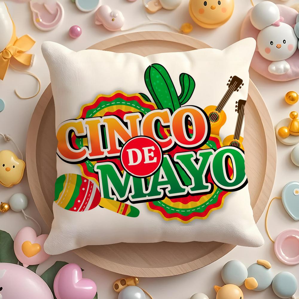 Cinco De Mayo Mexico May 5Th Cushion Cover Plush Fabric Soft Double-Sided Printed Sofa Warm Winter Home Gift Pillow Case