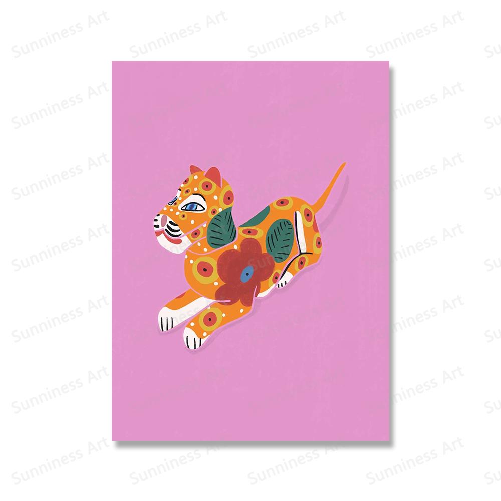 Japanese Lucky Cats Wall Art Botanical Flowers Vase Poster And Print Abstract Animal Pictures for Home Bedroom Living Room Decor