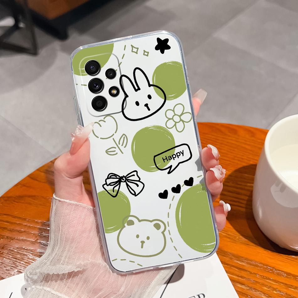 Flower Case For Samsung Galaxy A52 Phone Cover For Samsung A 52 Cases Soft Transparent Silicone Christmas Elk deer Back Covers