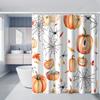 1pc Halloween pumpkin maple leaf spider web print shower curtain   polyester fabric   machine washable   suitable for bathroom