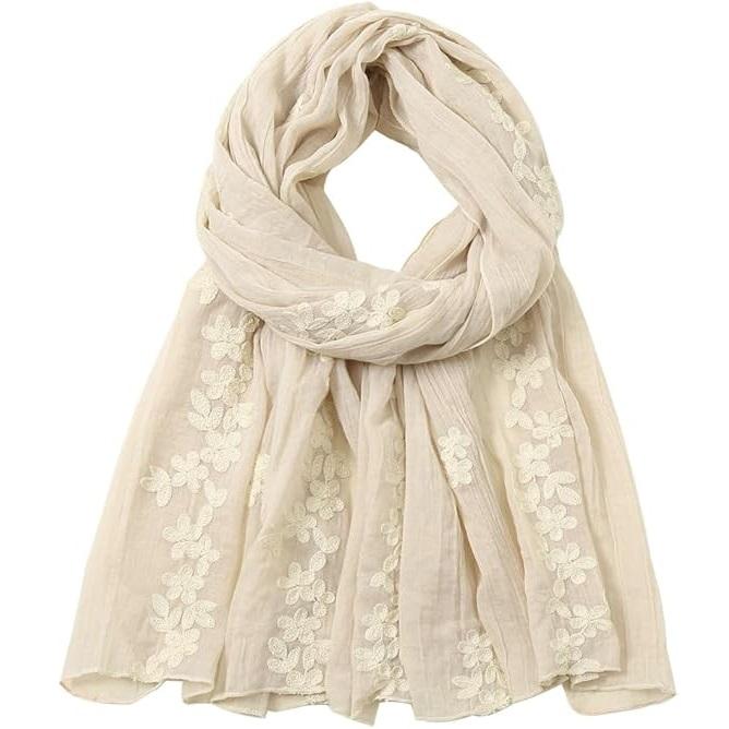 180*80cm Boho Cotton Scarf for Women Lightweight Floral Fashion Flower Scarves Cotton Feeling Shawl Wrap
