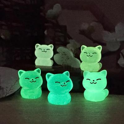 5/10/15-Piece Mini Lucky Cat Set Glow-in-the-Dark Edition Dollhouse Accessories Luminous Cat Home Desktop Decor