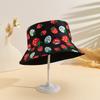 A Single Pack of a Fisherman Hat with Strawberry And Graffiti Designs a Stylish Fishing Hat Suitable for Both Men And Women