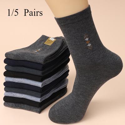 1/5 Paar Herren-Business-Socken aus Baumwolle, lässig, atmungsaktiv, weich, einfache Freizeit, bequeme Socken mittlerer Länge