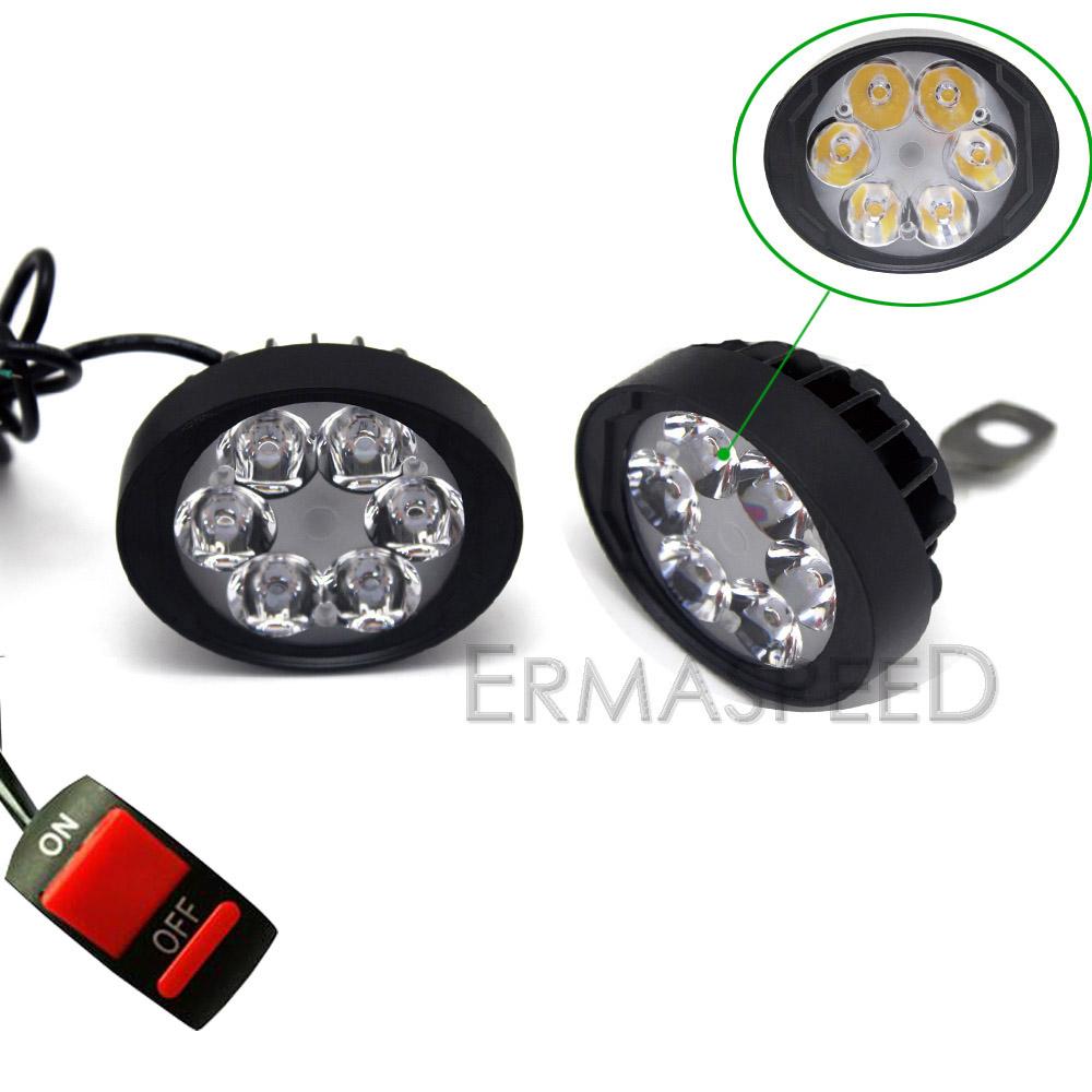 LED-Motorrad-Scheinwerfer, Nebelscheinwerfer mit Ein-/Ausschalter, 12 V, 6500 K, Scheinwerfer für Motorräder, Straßenmotorräder, Offroad-Scooter