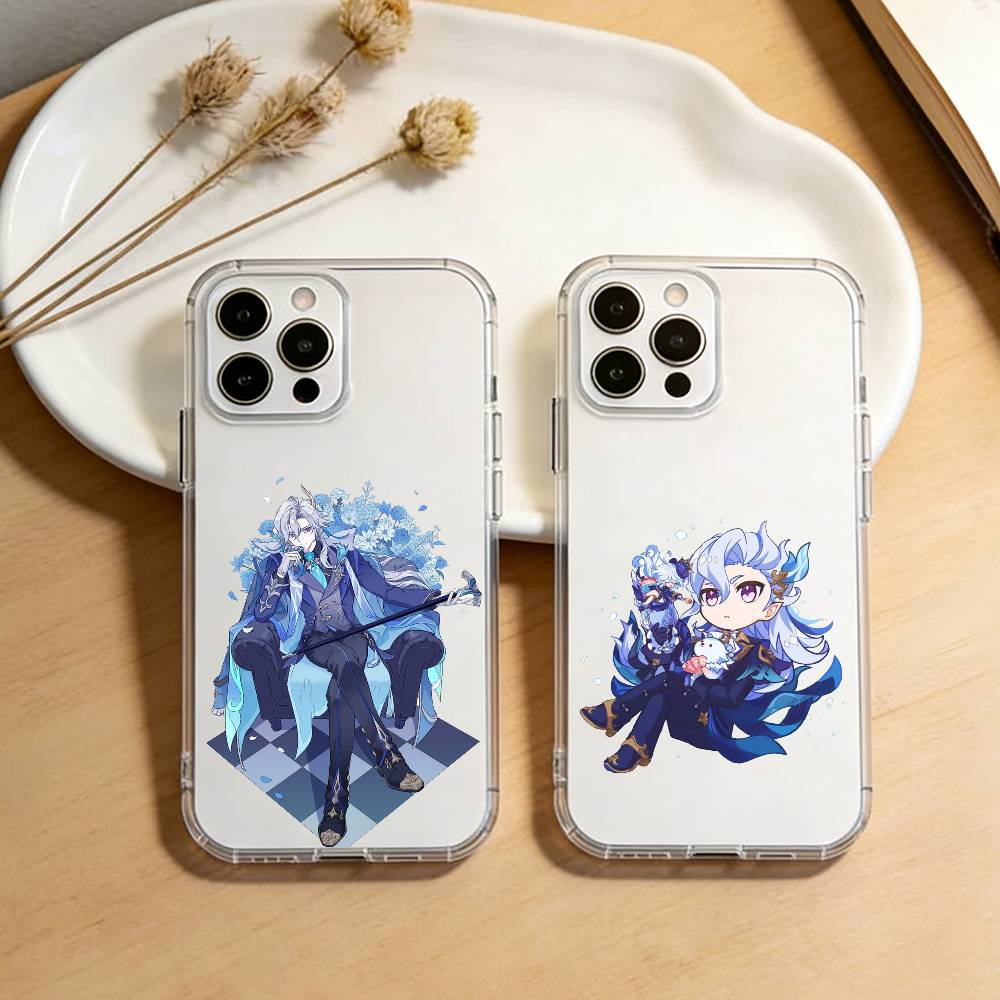 Neuvillette Genshin Impact Phone Case For iPhone 17 16 15 14 13 12 11 Mini Pro Max Plus Transparent Cover