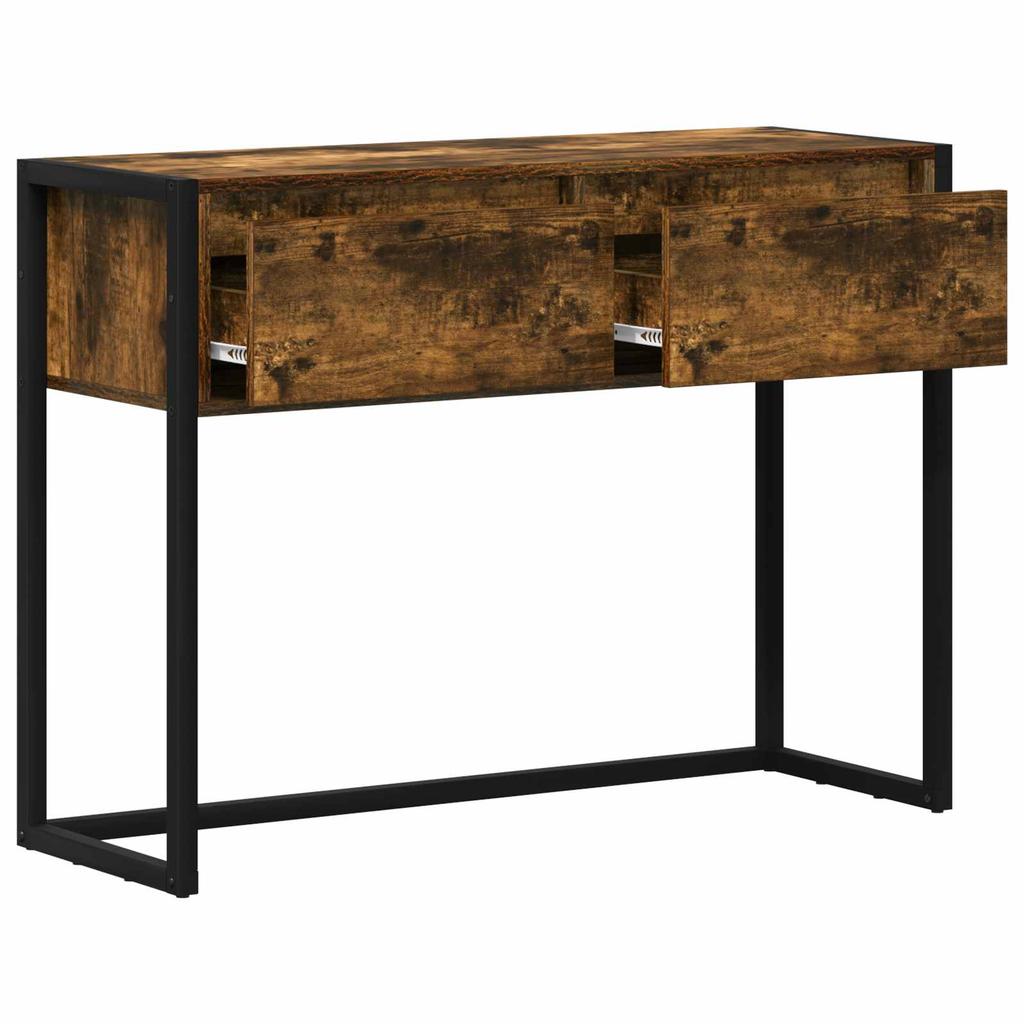 Side Table Smoked Oak 100 x 36 x 75 cm Engineered Wood