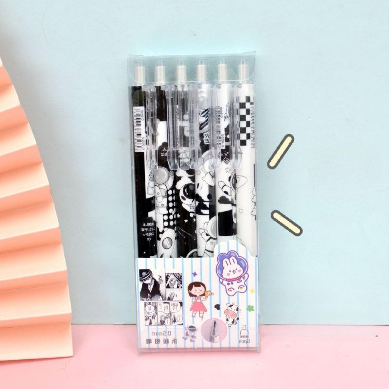 12pcs Cute Cartoon Neutral Pen Set Creative Student Pen Quick Dry Black Ink Kawaii Office School Stationery Cartoon Designs