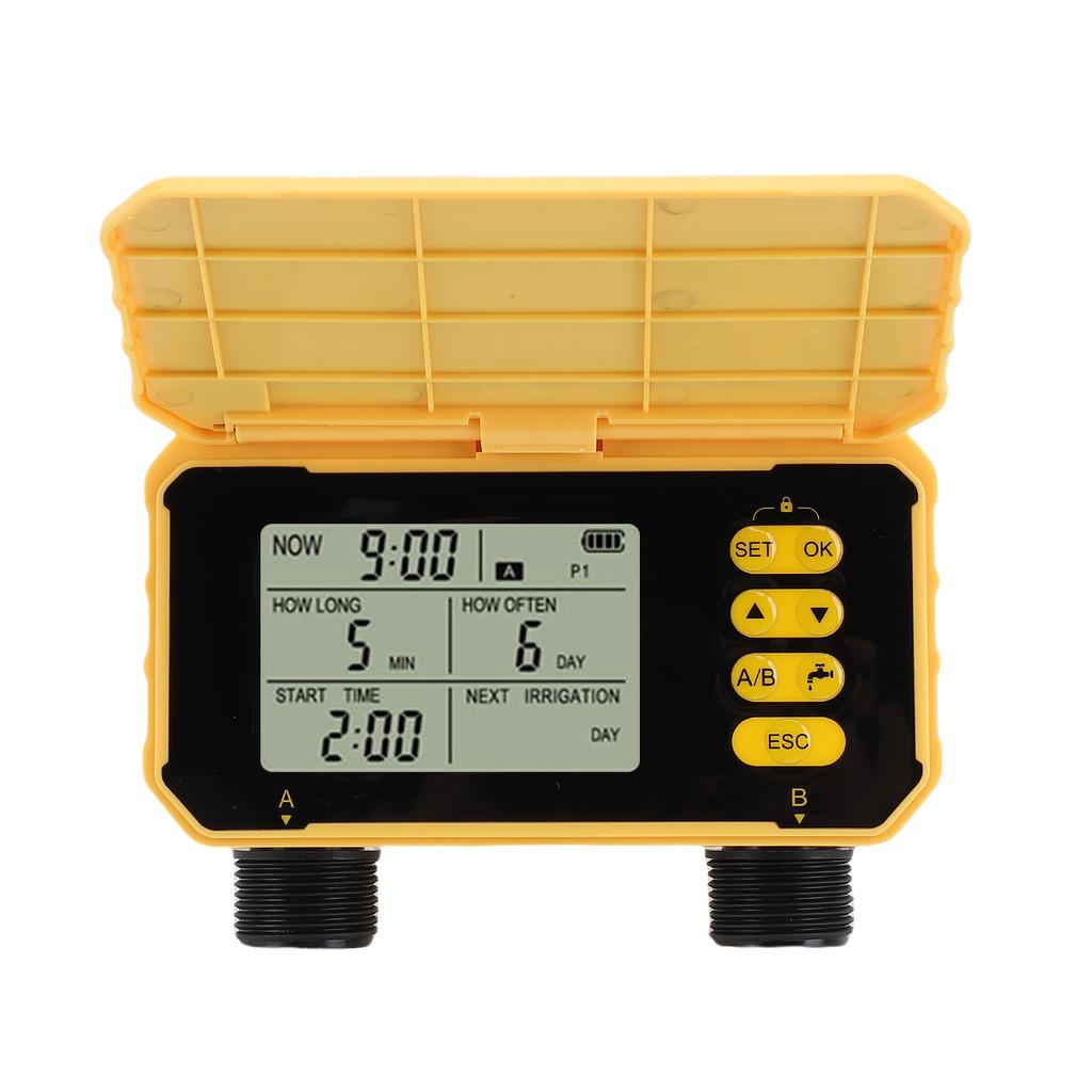 Solar Sprinkler Timer Double Outlet Reversible Adjustment Automatic Watering System Irrigation