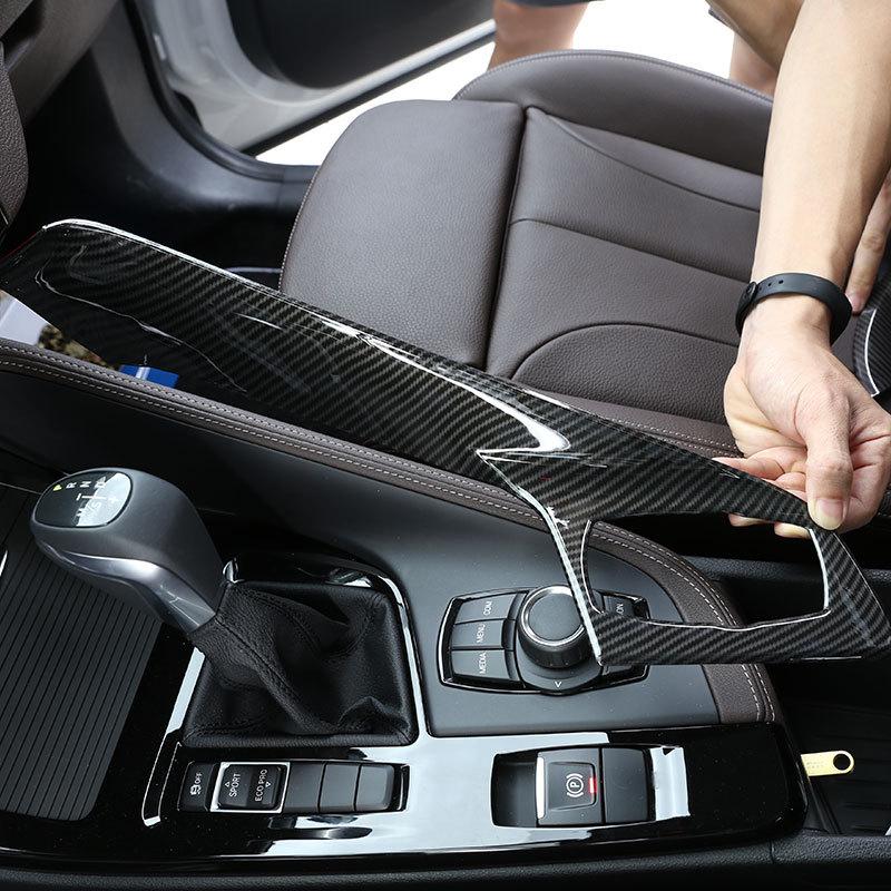 For BMW X1 F48 X2 F47 2016- ABS Carbon Fiber Car Console Gear Shift Multimedia Panel Frame Cover Trim Car Accessories  (LHD)
