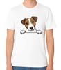 Peeking Jack Russell Dog T-Shirt Cute Cartoon Puppy Pet Lover Graphic Unisex Tee