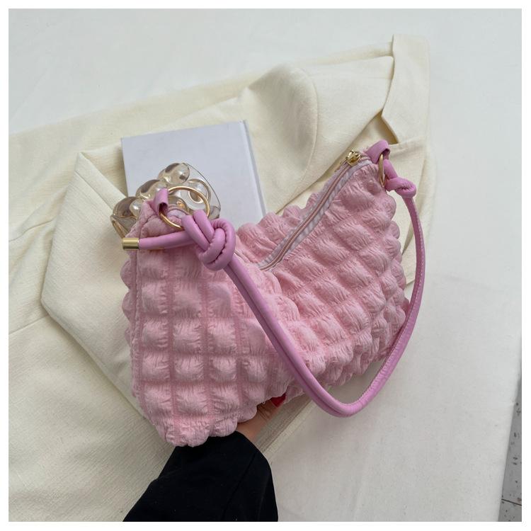 Women's bag new small fresh soft underarm pleated bag fashionable atmosphere simple shoulder bag