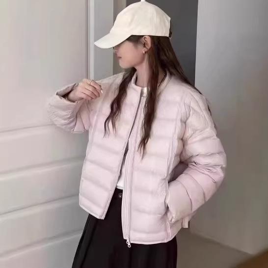 Down autumn and winter new women's short white duck down jacket women's long sleeves light and simple fashion warm jacket