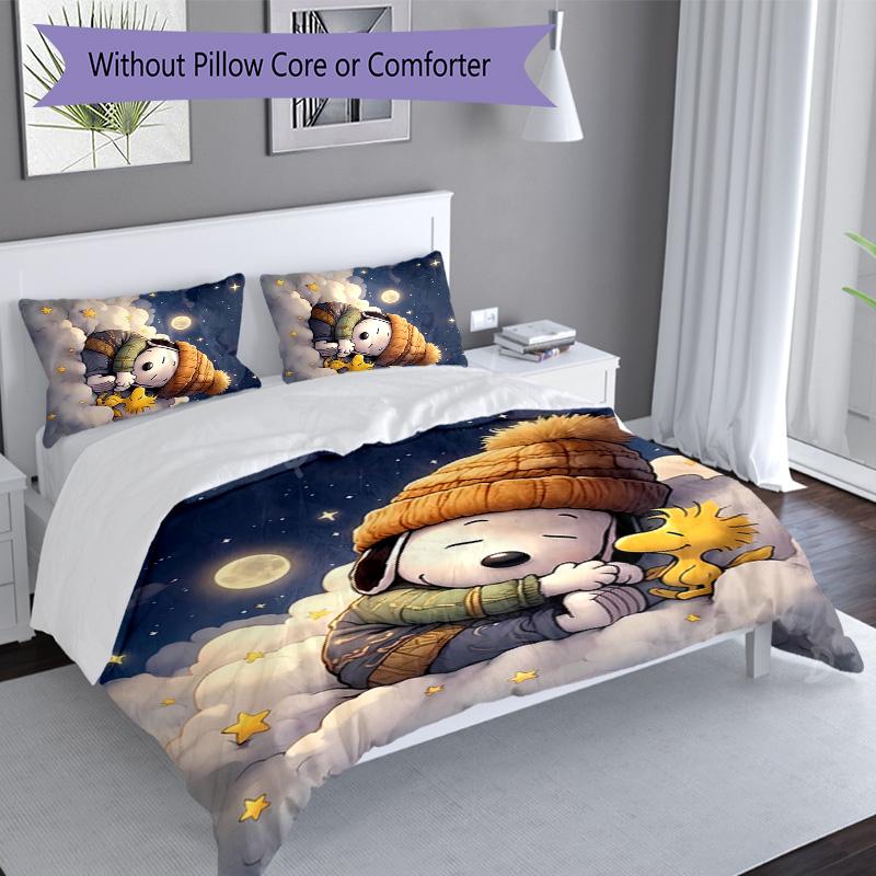 3pcs Happy Puppy pattern bedding set duvet cover set includes duvet cover &pillowcases, perfect all season bedroom decoration & gift
