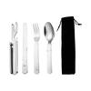 Stainless Steel Outdoor Cutlery Set Portable Folding Knife Fork Spoon Multi-Function Camping Travel Utensil Kit with Carrying Pouch
