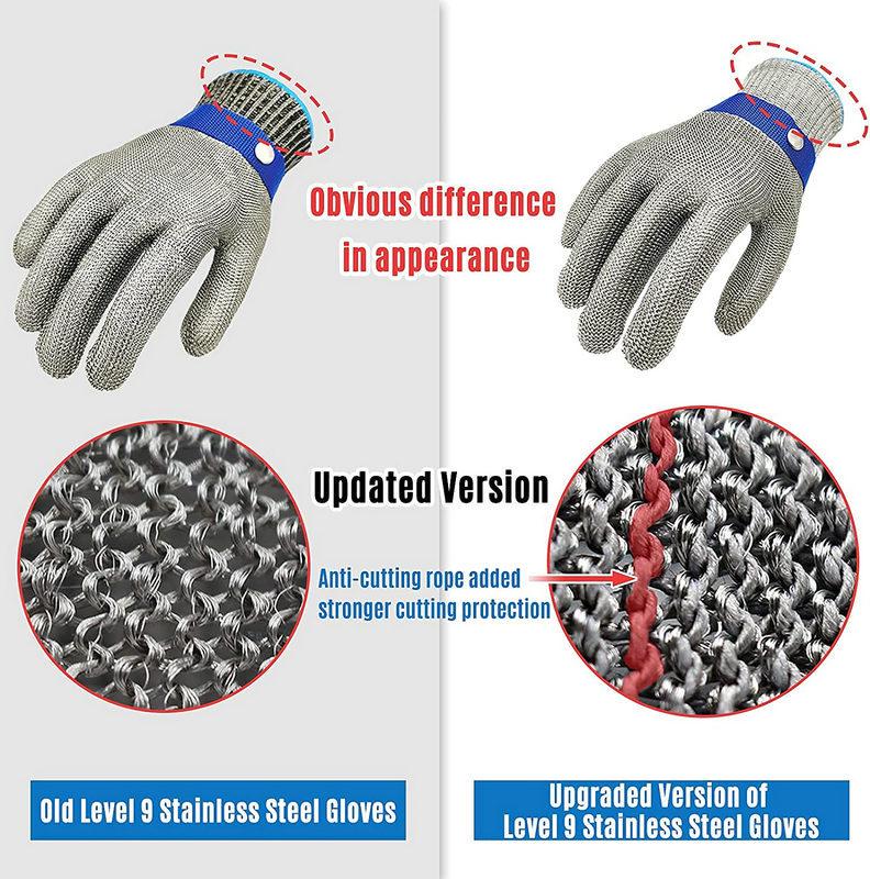 Level 5 Cut-Resistant Kitchen Gloves with Metal Buckle and Steel Wire Protection