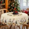 1 Piece Of Christmas-Themed Gold-Printed Tablecloth, Vintage Country Farmhouse Style, Featuring Santa Claus, Snowman, Reindeer, And Christmas Tree Des