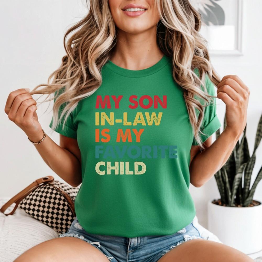 Fathers Day Son In Law Is My Favorite Child Funny Retro Unisexs T Shirt 2XL
