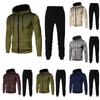 Men's Customizable Casual Tracksuit: Zipper Cardigan Hoodie & Long Sleeve Set
