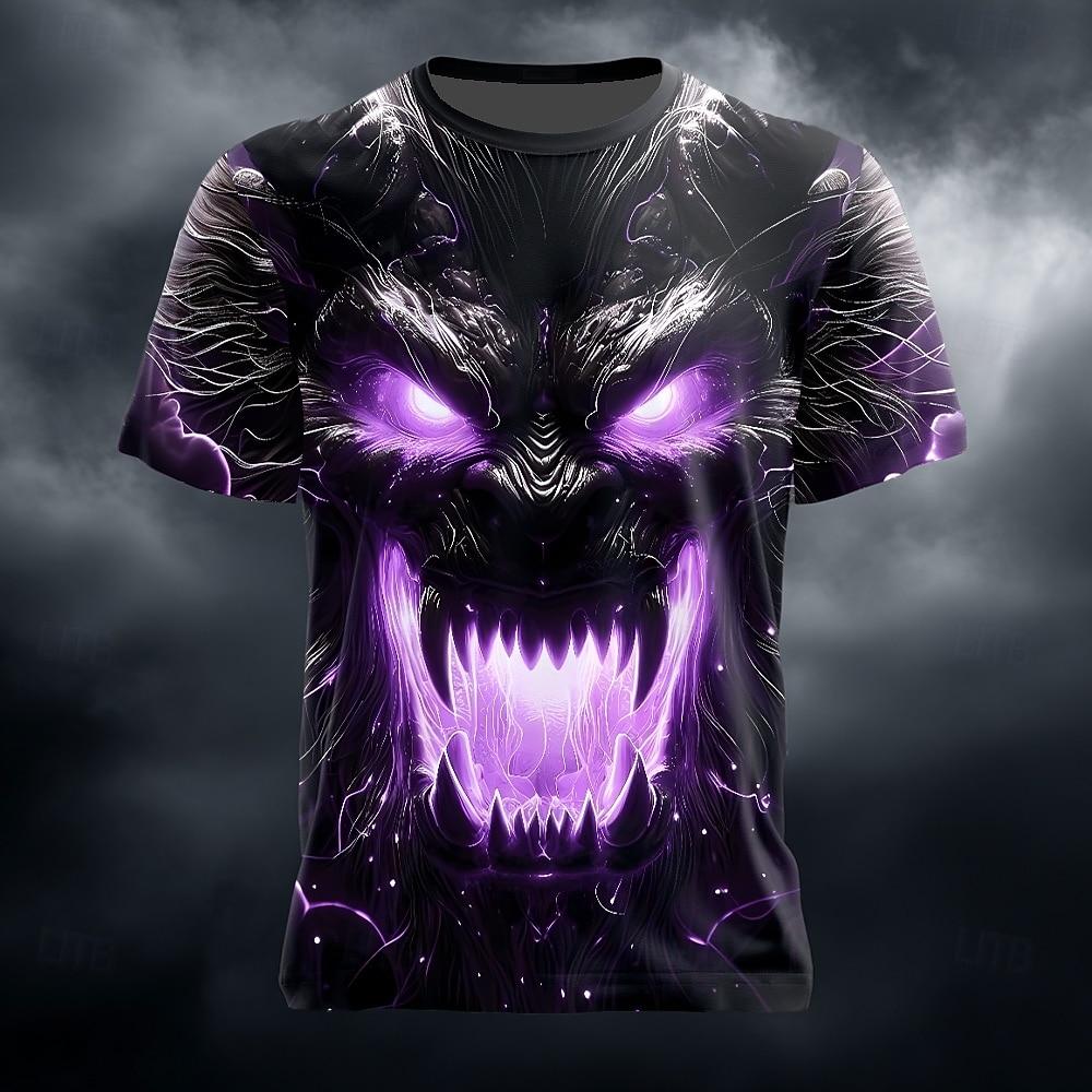 Camiseta Masculina Unissex com Estampas Gráficas de Dragão Manga Curta Camiseta 3D Gola Redonda Moda Designer Básica