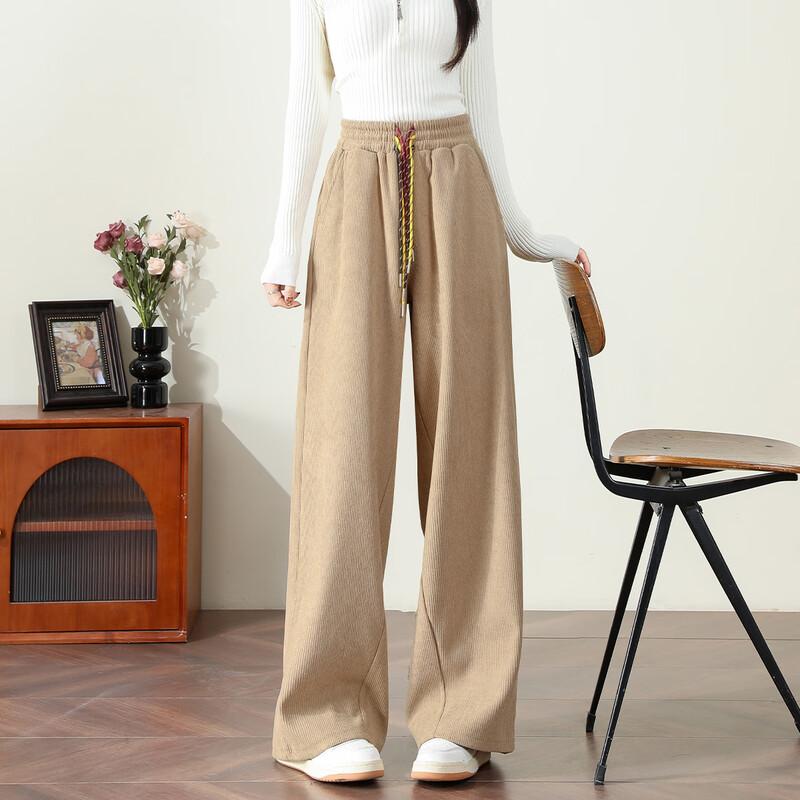 Women s Contrast Drawstring Wide-Leg Casual Pants L