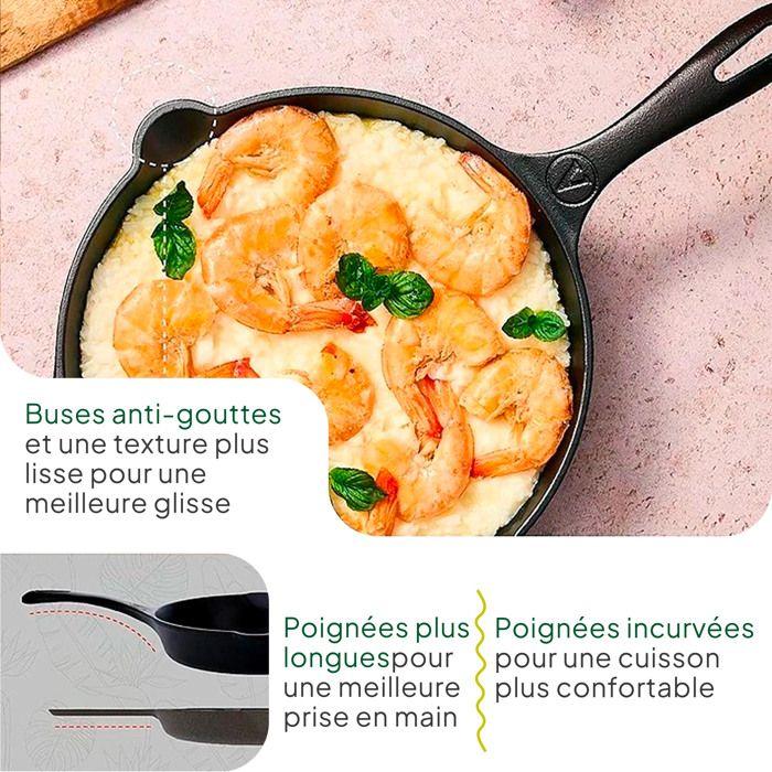 Poêle en Fonte Émaillée Induction 25cm, Convient pour le Feu, Barbecue, Four Victoria 37109 Noir