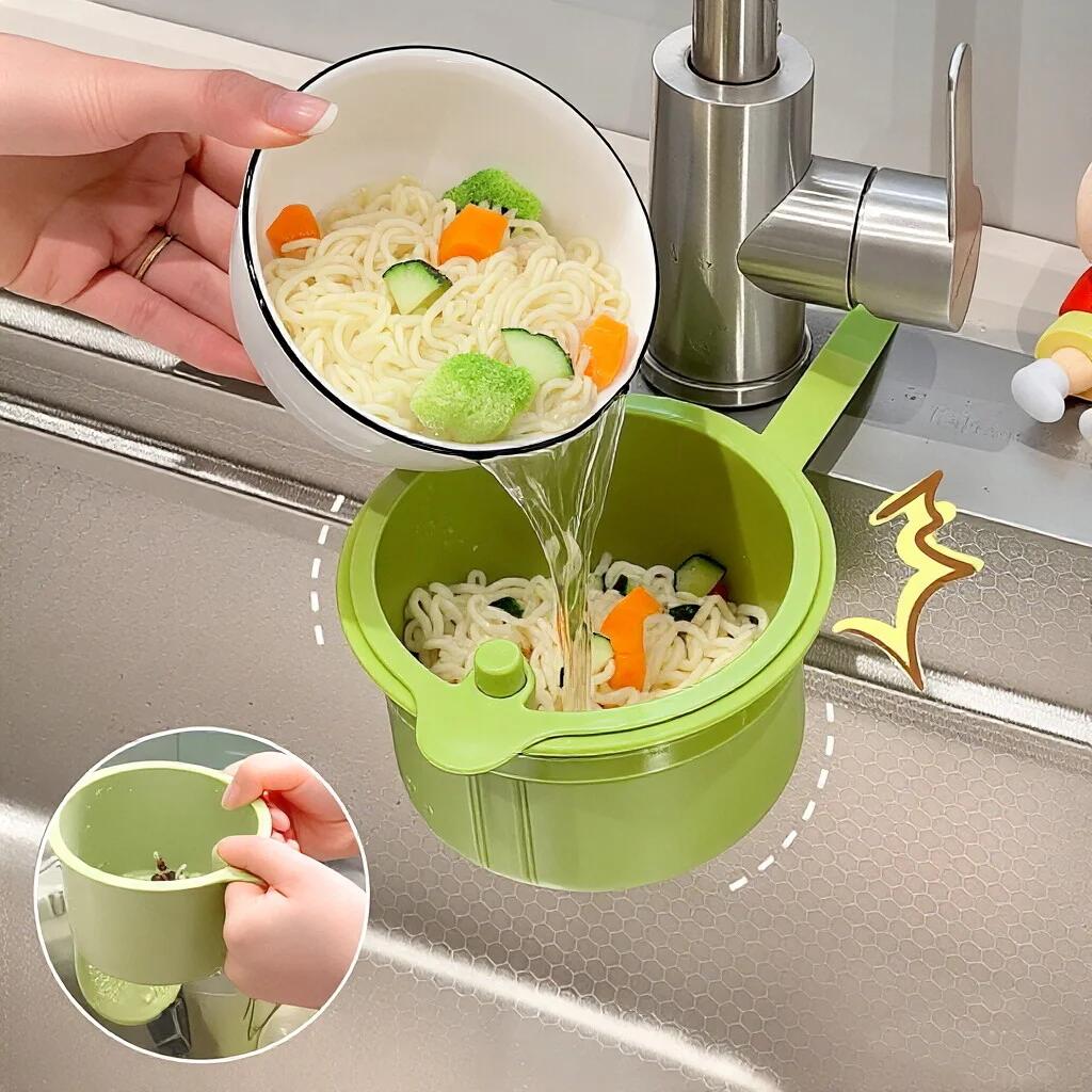 2-in-1 Kitchen Sink Drain Filter with Press-fit Hanging Basket for Residue Collection and Self-cleaning