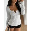 BITCED Women's Fashion Casual V-Neck Long Sleeve Blouses & Shirts