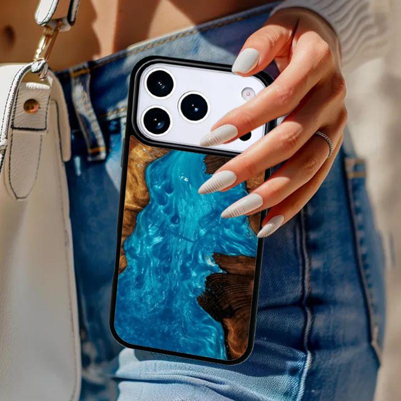 wood Resin Marble printing Phone Case For iPhone 17 Air 14 15 13 12 Max Cover For Apple 16e 11 Pro Max Plus Coque