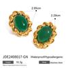 Stainless steel retro heavy industry gem earrings European and American inlaid agate pendant niche twist weaving