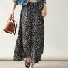 French Floral High-End Black Midi Skirt - Spring/Summer Vacation Style