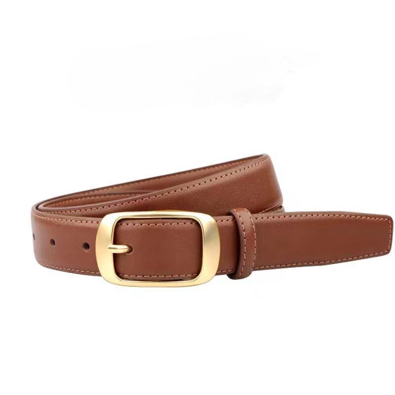 Ladies' New Trousers Pin Buckle Dress Decorative Skirt Casual Versatile Cowhide Thin Belt Women's Style