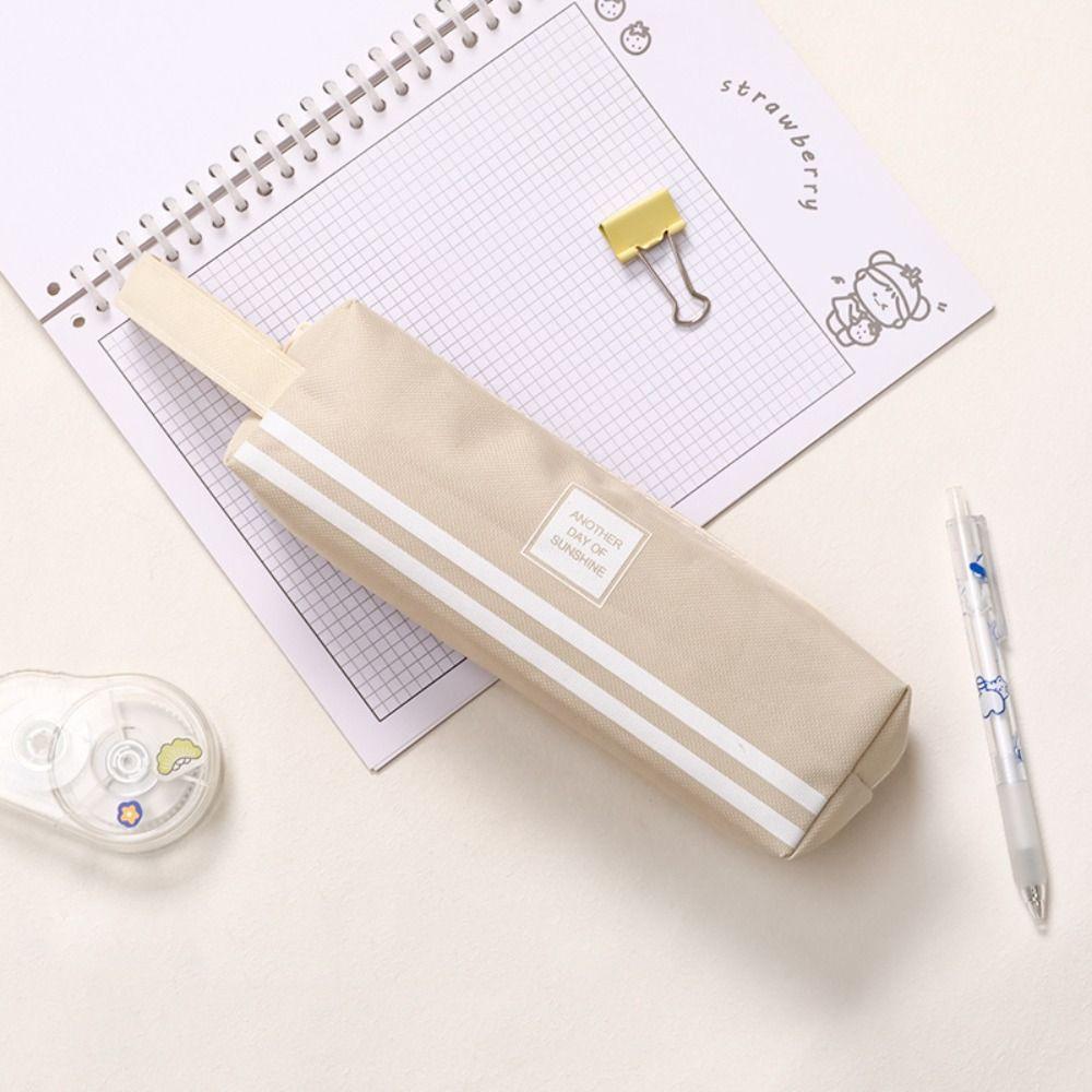 

Полотняний пенал великої місткості, сумка для канцелярського приладдя, креативний пенал, студентський бежевий