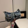 Retro denim portable baguette bag women's 2026 spring new niche simple fashion shoulder messenger bag