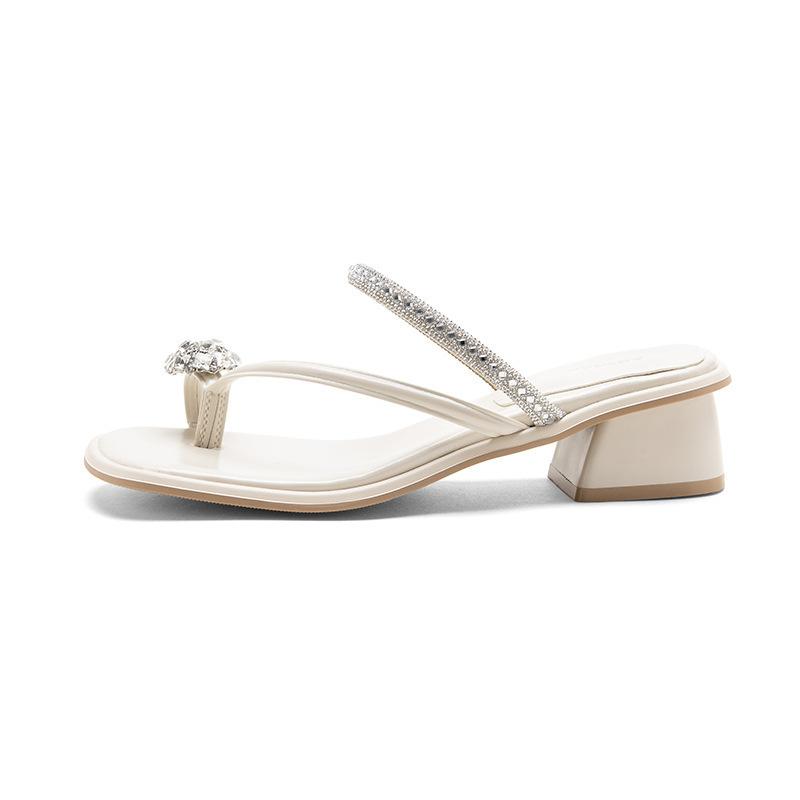 Augustine thick-heeled slippers women's summer wear 2025 new French temperament fashion fairy style one-word sandals