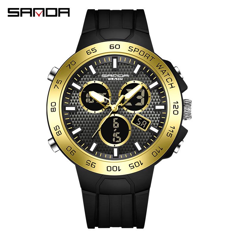 Sanda Men s Waterproof Multifunctional Luminous Outdoor Sports Watch.