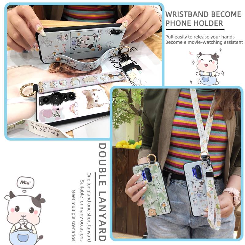 Shockproof Wristband Phone Case For Sony Xperia Pro-I Waterproof Fashion Design Wrist Strap Anti-knock Protective Cute