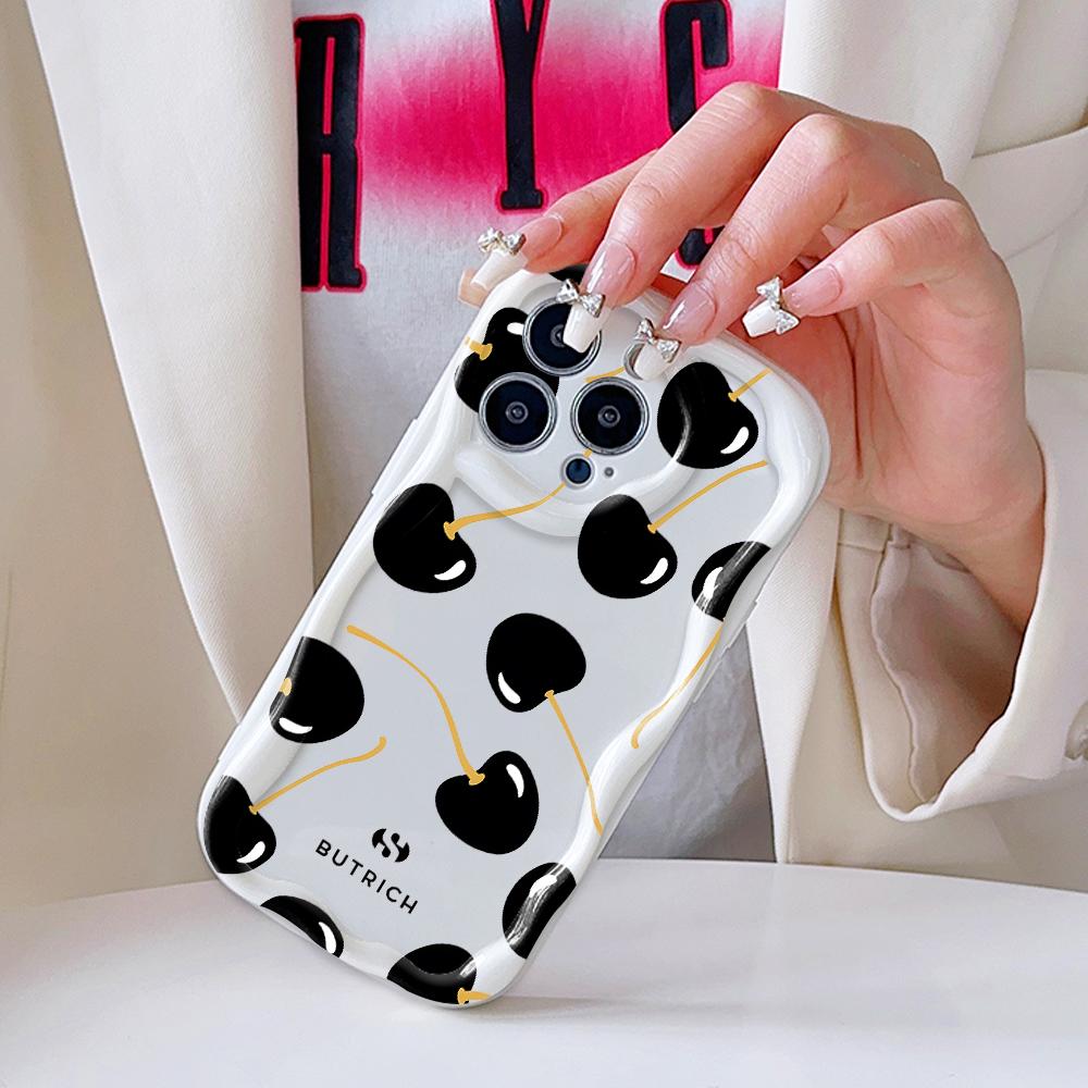 Cartoon Pattern Cream Texture Casing Wavy Edge Soft Silicone Cover Phone Case for IPhone Samsung Huawei Honor Xiaomi Redmi OPPO Realme Vivo Infinix