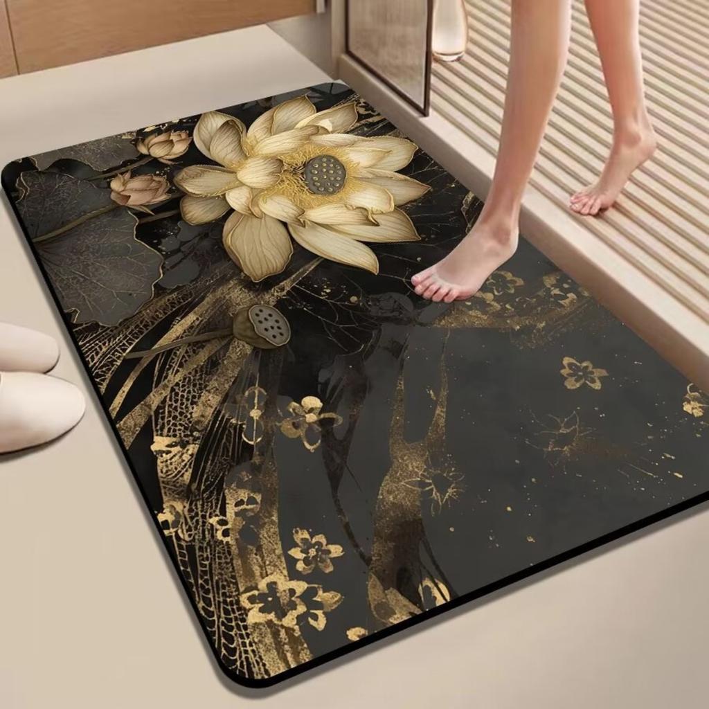 Diatom Printing Bathroom Thickening Mat Bath Non-slip Carpets In Wash Basin Bathtub Side Floor Rug Shower Room Doormat Memory Foam 3D Pad