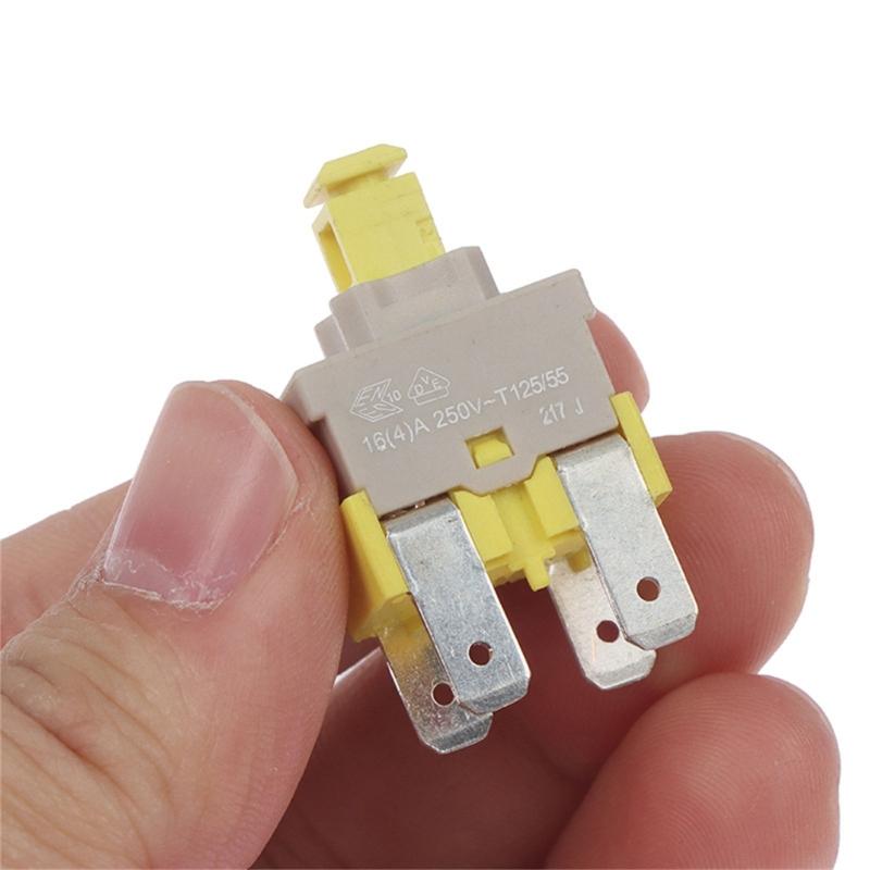 Self Locking Push Button Switches 4 Pin 16A 250V Locking Power Switches Plastic Texture Suitable for Various Appliances